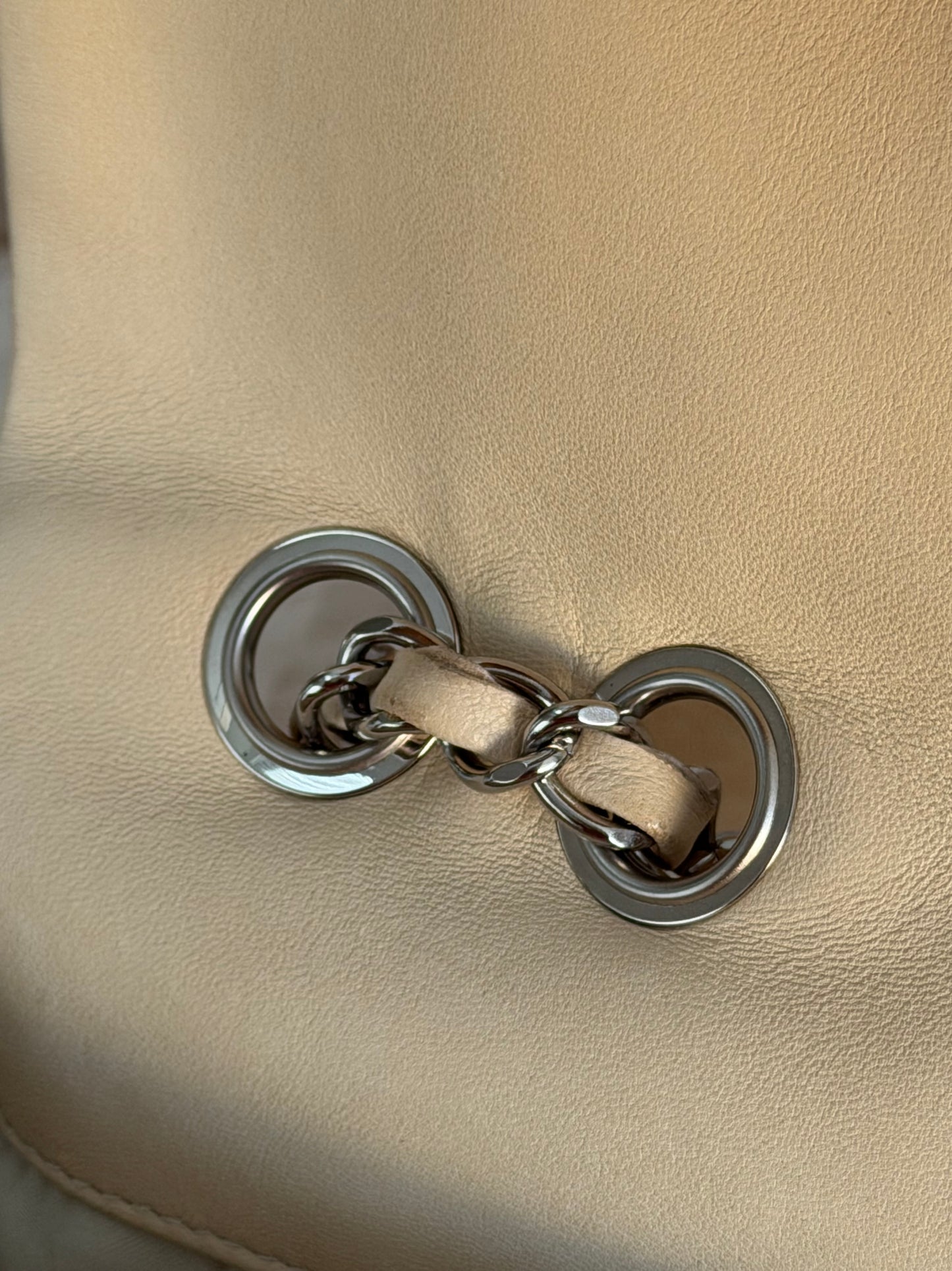 CHANEL ULTIMATE STITCH EAST-WEST WATER SNAKE FLAP BAG – BEIGE