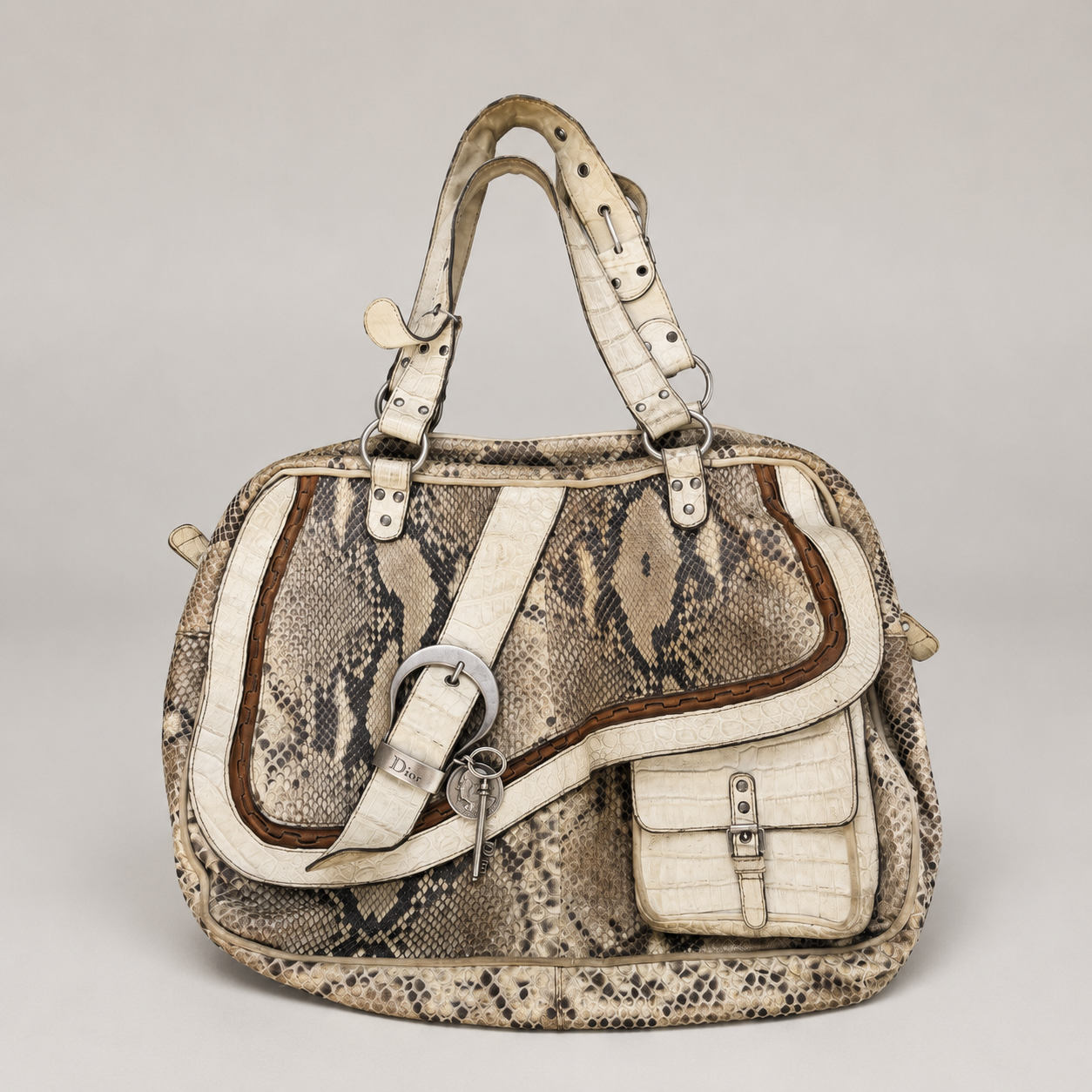 Christian Dior Gaucho Double Saddle Bag Python & Crocodile | John Galliano Era ~2005